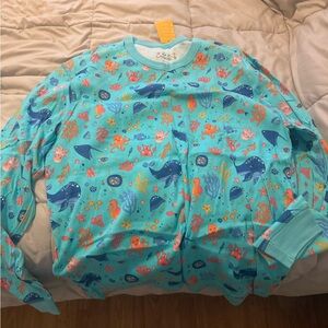 Undersea Pattern Long-Sleeve Pajama Top - Teal